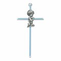 Implementar 6 in. Pewter Blue Silk Screen Boy Wall Cross Boxed IM3043088